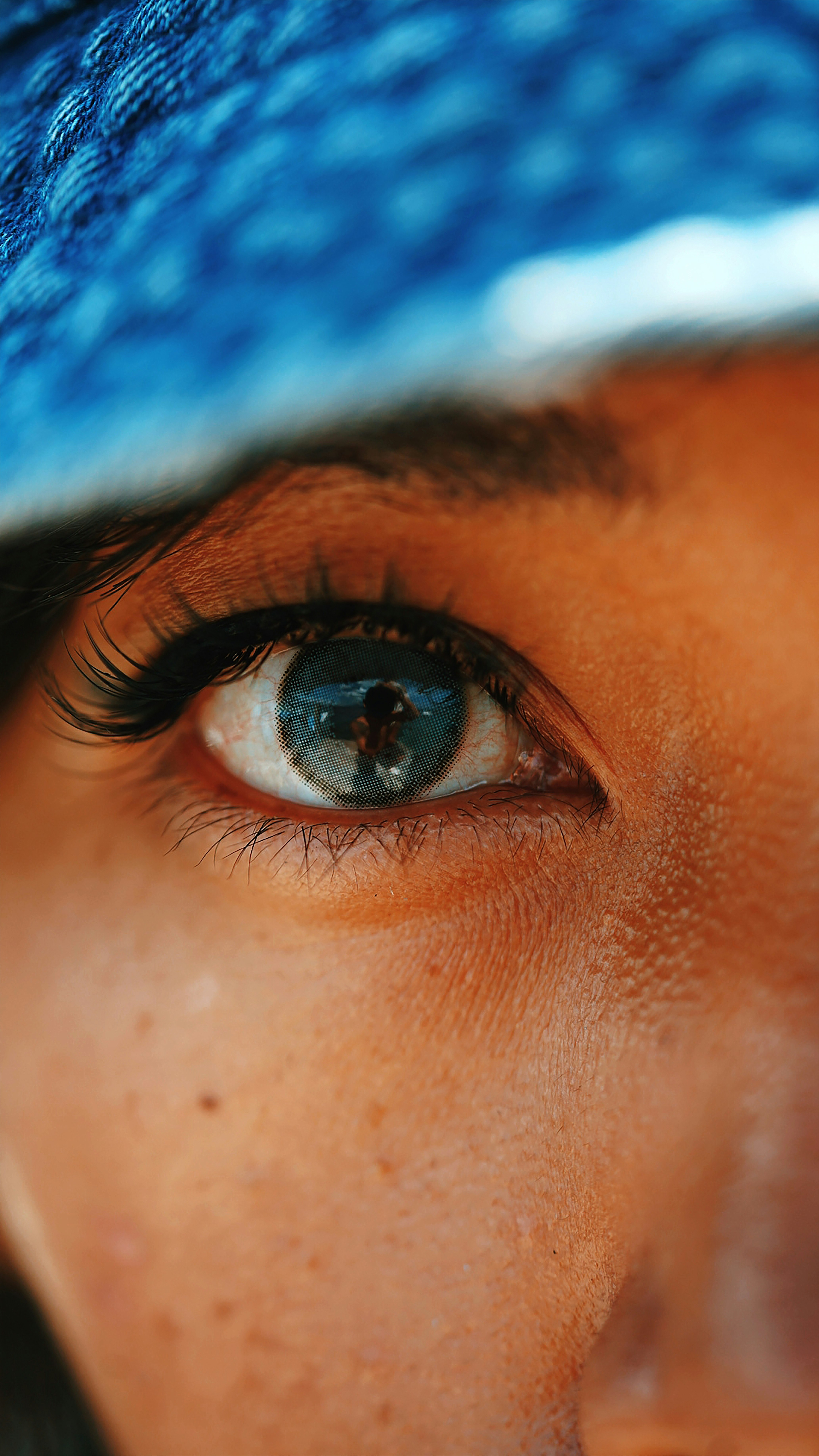 persons eye in close up photography